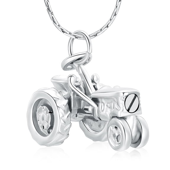 Stainless Steel Tractor Funeral Cremation Urn Pendant Necklace for Cremation Ashes Urn Lockets Necklace for Ashes of Loved One Memorial Jewelry