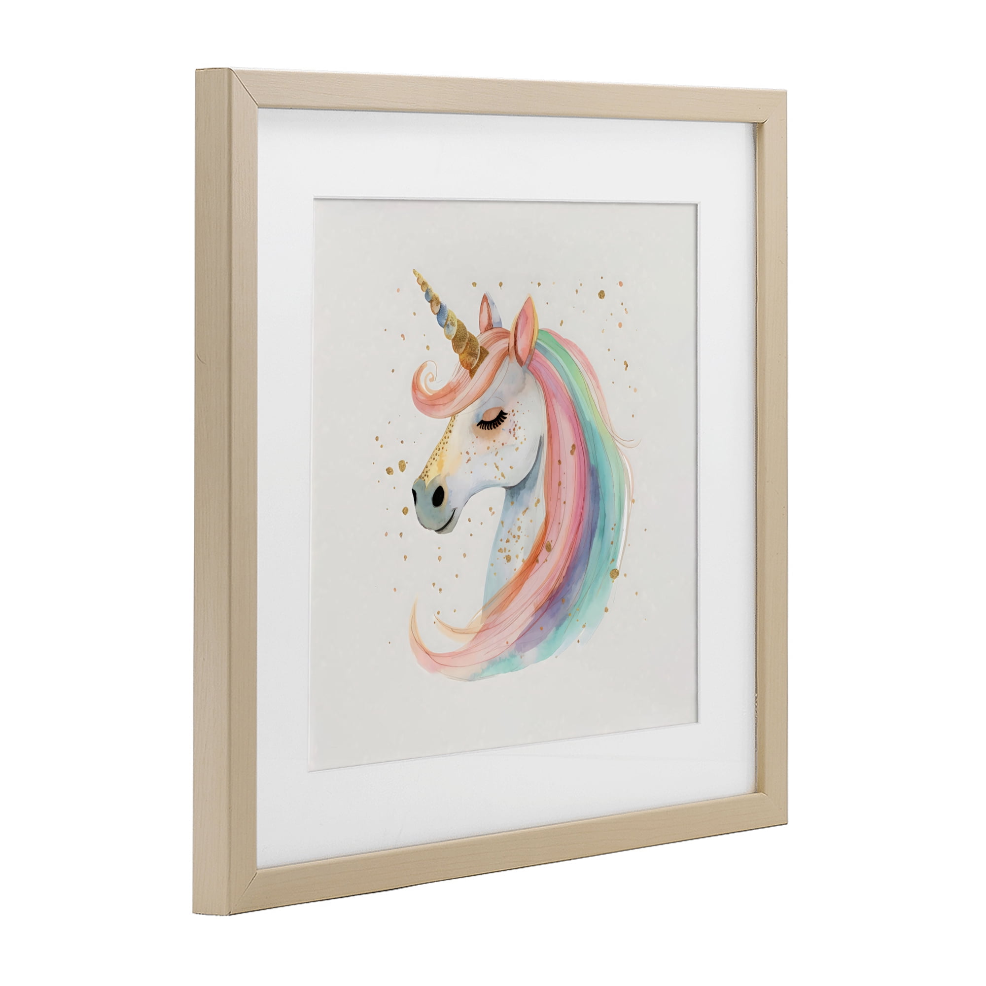 Stupell Industries Gold Accented Unicorn Birch Framed Print Under Glass, design by Creative Studio