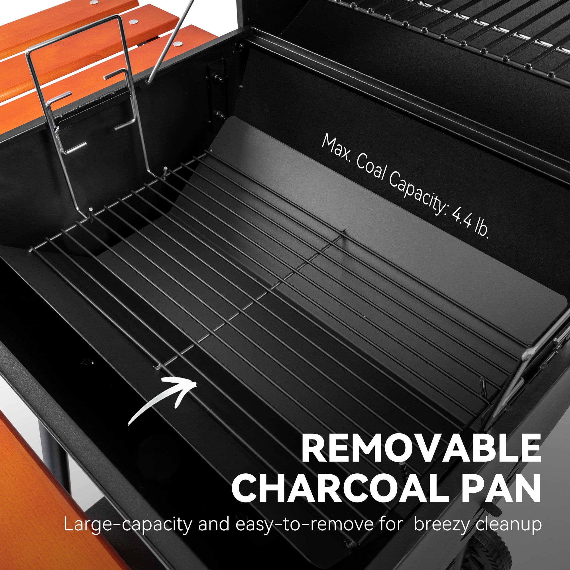Royal Gourmet CC2024 24-inch Charcoal BBQ Grill with Wooden Front Shelf & Side Shelf