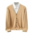 thumbnail image 4 of Fgnfyis Mens Jackets Knit Cardigan Sweater Casual Loose Fit Korean Style Versatile Button up Outerwear Coats for Men Light Khaki XXXL, 4 of 9