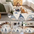 thumbnail image 6 of Area Rug 48in, Blue Gnome on Vintage Linen Floor Carpet Living Room Rug, Summer Ocean Shell Starfish Non-Slip Welcome Mat Indoor Rugs for Bedroom Dining Room, 6 of 9