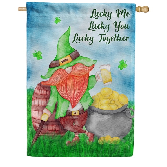 America Forever Lucky Together St Patricks Day House Flags 28" x 40" Double Sided Lucky Me Lucky You Lucky Together Leprechaun Luck of the Irish Seasonal Outdoor Yard St Patricks Day Decorations