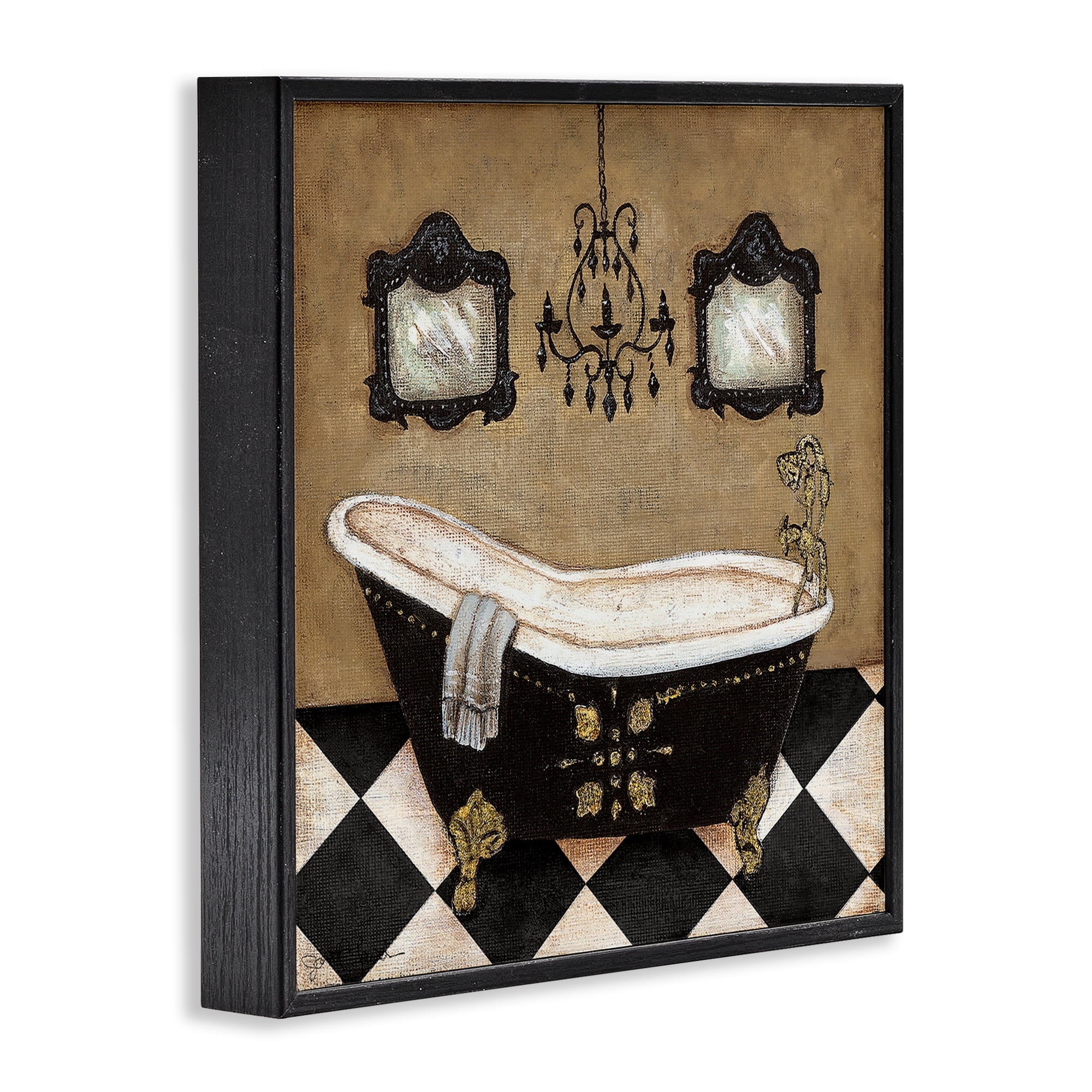 Stupell Industries Elegant Vintage Bathtub Black Framed Giclee Art, design by Janet Tava