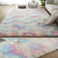thumbnail image 2 of Tie Dye Fluffy Rug 40*60cm for Bedroom, Bedside, Living Room, Playroom Rainbow, 2 of 5