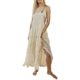 thumbnail image 5 of utcoco Women's Summer Laced Bib Overall Dress Adjustable Straps Sleeveless Maxi Dress, 5 of 5