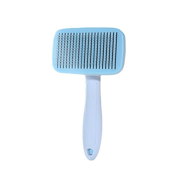 Blue Self Cleaning Pet Grooming Brush For Dogs And Cats Stainless Steel Pins Removes Loose Hair And Reduces Shedding Retractable Design For Easy Hair Removal