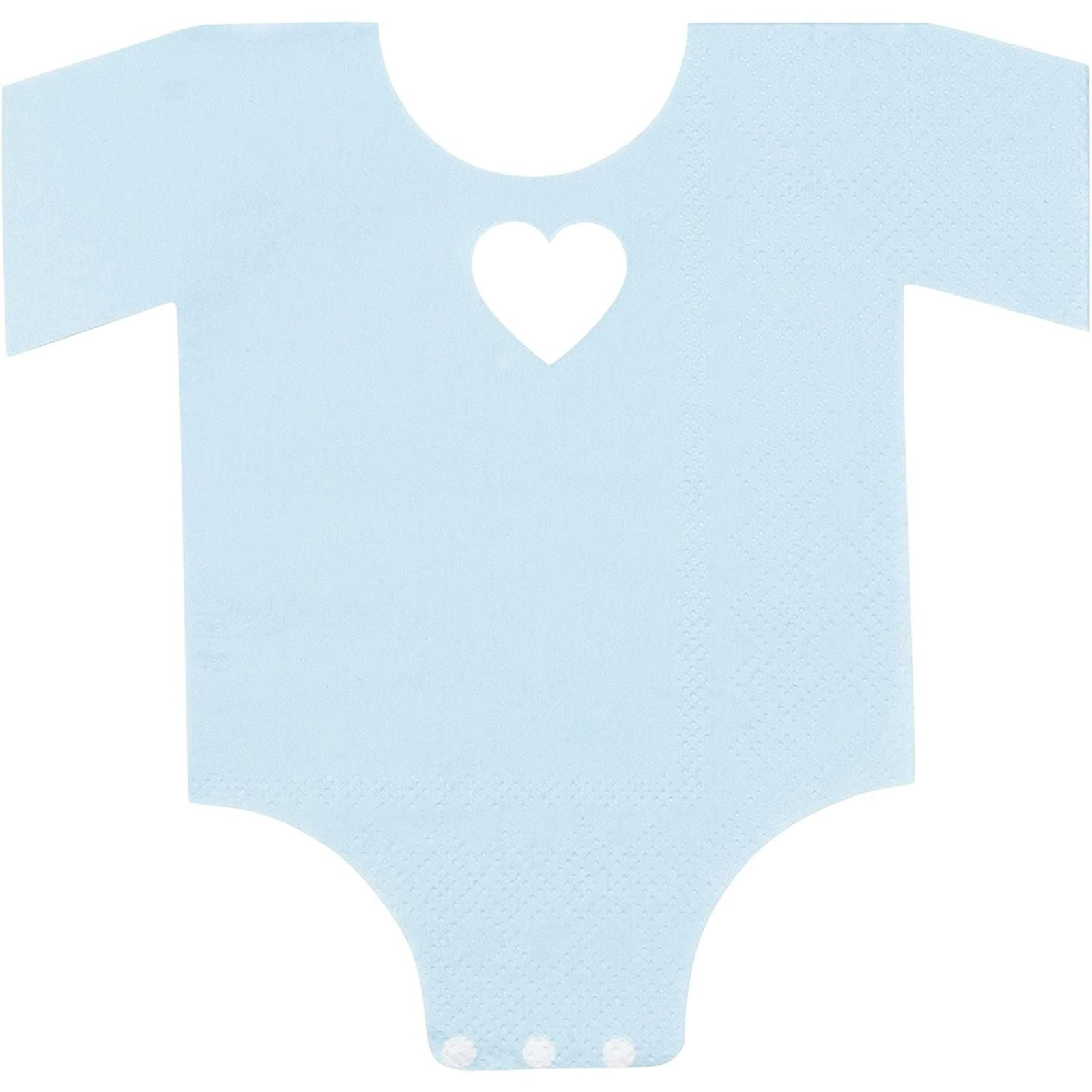 Blue Panda 50-Pack Die-Cut Light Blue Paper Baby Boy Shower Napkins, Boys One Piece Outfit Design