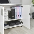 thumbnail image 4 of MMT White Storage Cabinet Locking 2-Door Wood Laminate Home Office Playroom Pantry Garage Cupboard, 4 of 8