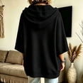 thumbnail image 6 of Women's Soft Waffle Knit Hoodies Oversized 3/4 Dolman Sleeve Hooded Sweatshirt Loose Casual Pullover Tops Fall Fashion Outfits Black, 6 of 6
