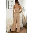 thumbnail image 3 of Women's Jumpsuit-Casual Off Shoulder Sleeveless Ruffle Button Belt Wide Leg Jumpsuits Rompers Summer, 3 of 6