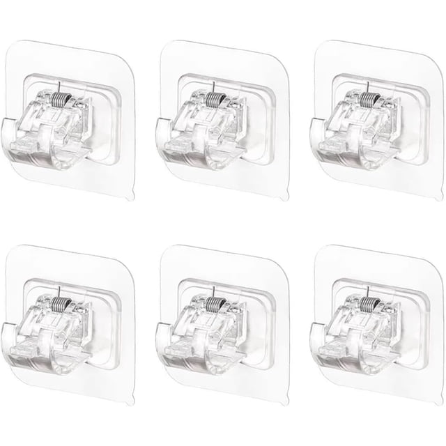 Set of 6 Self Adhesive Curtain Rod Holder Hooks Curtain Rod Holder Without Drilling Adjustable Curtain Rod for Hanging Curtains or Towel Rails
