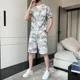 thumbnail image 3 of Conjuntos de pantalones Camiseta lisa para hombre Trajes deportivos grises Pantalones deportivos Top Chándal con alfabeto Ropa para hombre Estilo coreano 5xl Elástico, 3 of 5