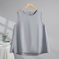 thumbnail image 2 of Dazajoo Linen Cotton Summer Tank Tops for Women Sleeveless Round Neck Shirts Solid Color Basic Vest Tee,Gray,M, 2 of 5