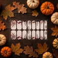 thumbnail image 3 of 16PCS Medium Halloween Luminous Press On Nails, Glow in The Dark Fake Nails with Skull Spider Web Ghost Pumpkin Prints, Glossy Spooky Reusable Artificial False Nail Tips for Women Halloween Party, 3 of 6