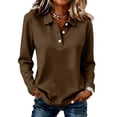 thumbnail image 5 of Polo Shirts For Women Three Buttons Long Sleeve Collared Golf Shirts Fall Relaxed Fit Breathable Tops Casual Lapel V Neck Business Blouses, 5 of 5