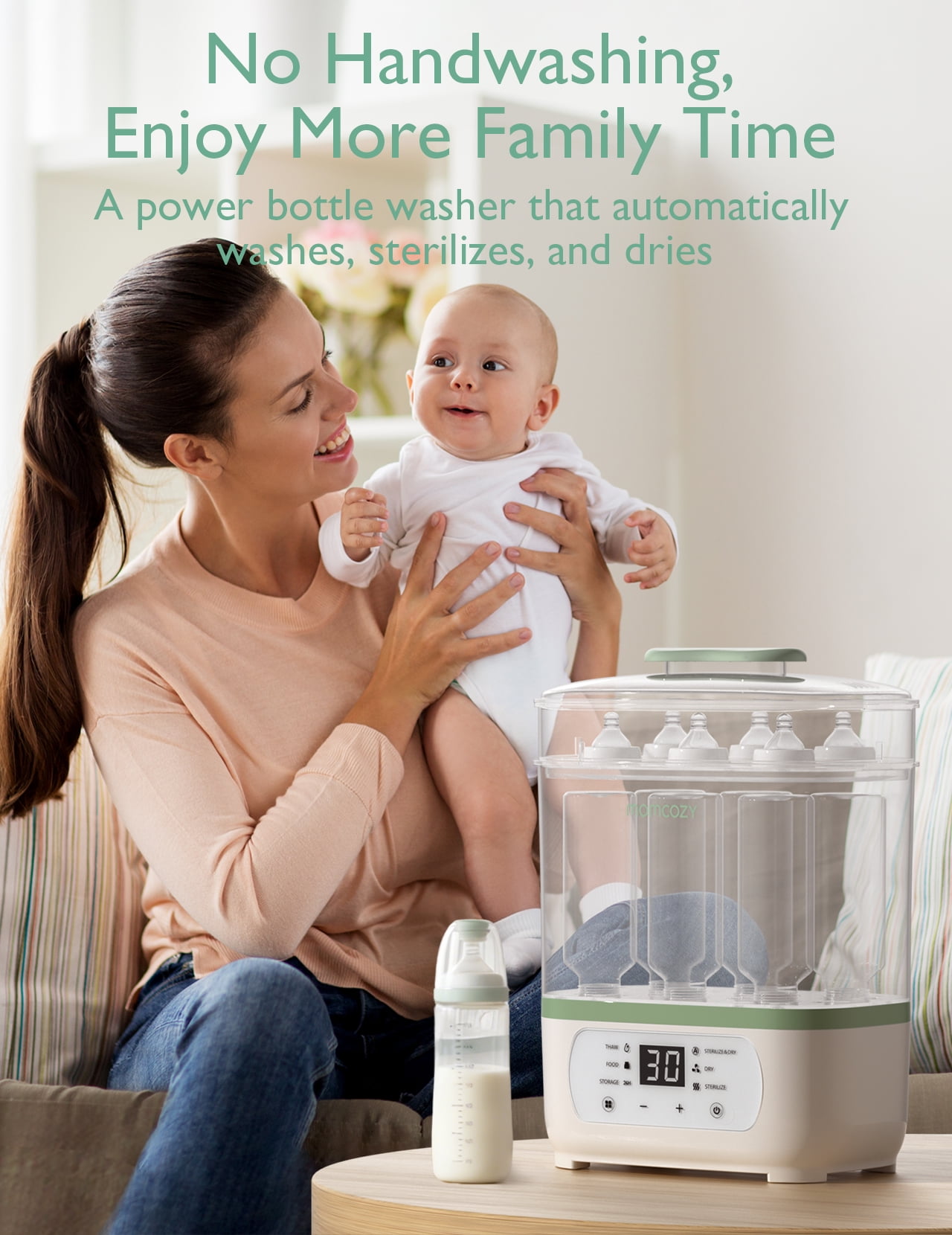 Momcozy Bottle Sterilizer and Dryer, 8-in-1 Electric Steam Bottle Sterilizer for Baby Bottles, Pacifiers, Pump Parts