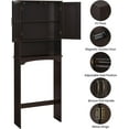 thumbnail image 4 of Beran7 Over The Toilet Storage with 2 Doors & Adjustable Shelf, Free Standing Toilet Rack Wooden Space-saving Collect Cabinet, Bathroom Furniture, 9Dx24.5Wx66H Inches, Espresso, 4 of 11