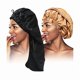 thumbnail image 1 of wonima11 2PCS Satin Hair Braid Bonnet, Extra Long Foldable Bonnet with Button, Single Layer Sleep Cap for Black Women & Dreadlocks (Black+Khaki), 1 of 1