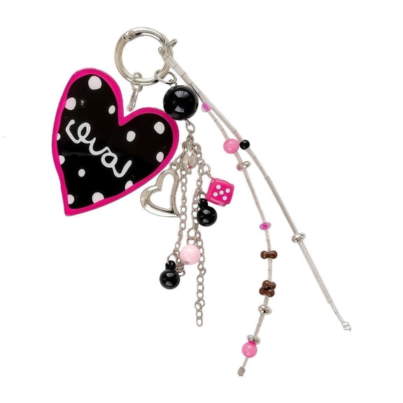 ANXPTIME Lovely Bag Charms for Purse Backpack Decorations Purse Charm Car Keyring Beaded Heart Key Charm Handbag Accessories