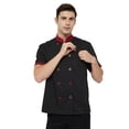 thumbnail image 4 of TOPTIE Short Sleeve Chef Coat Jacket Black Lightweight Button Chef Uniform, 4 of 9