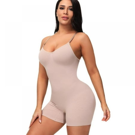 

Popvcly Women Shapewear Seamless Bodysuit Waist Trainer Corset Apricot L