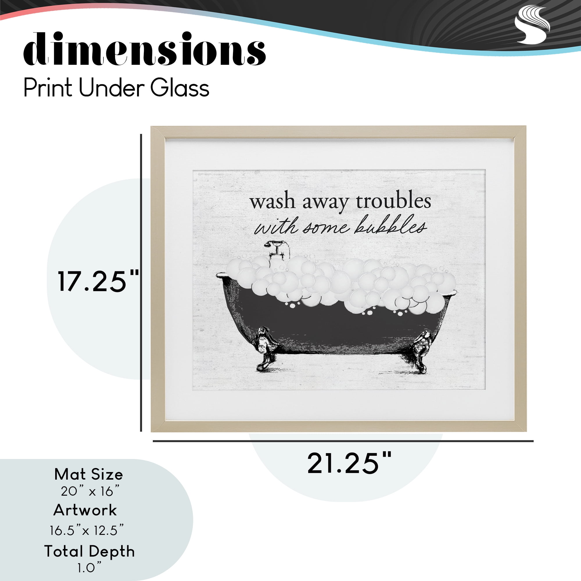 Uplifting Bubble Bath Rhyme Birch Framed Print Under Glass, design by Lettered and Lined