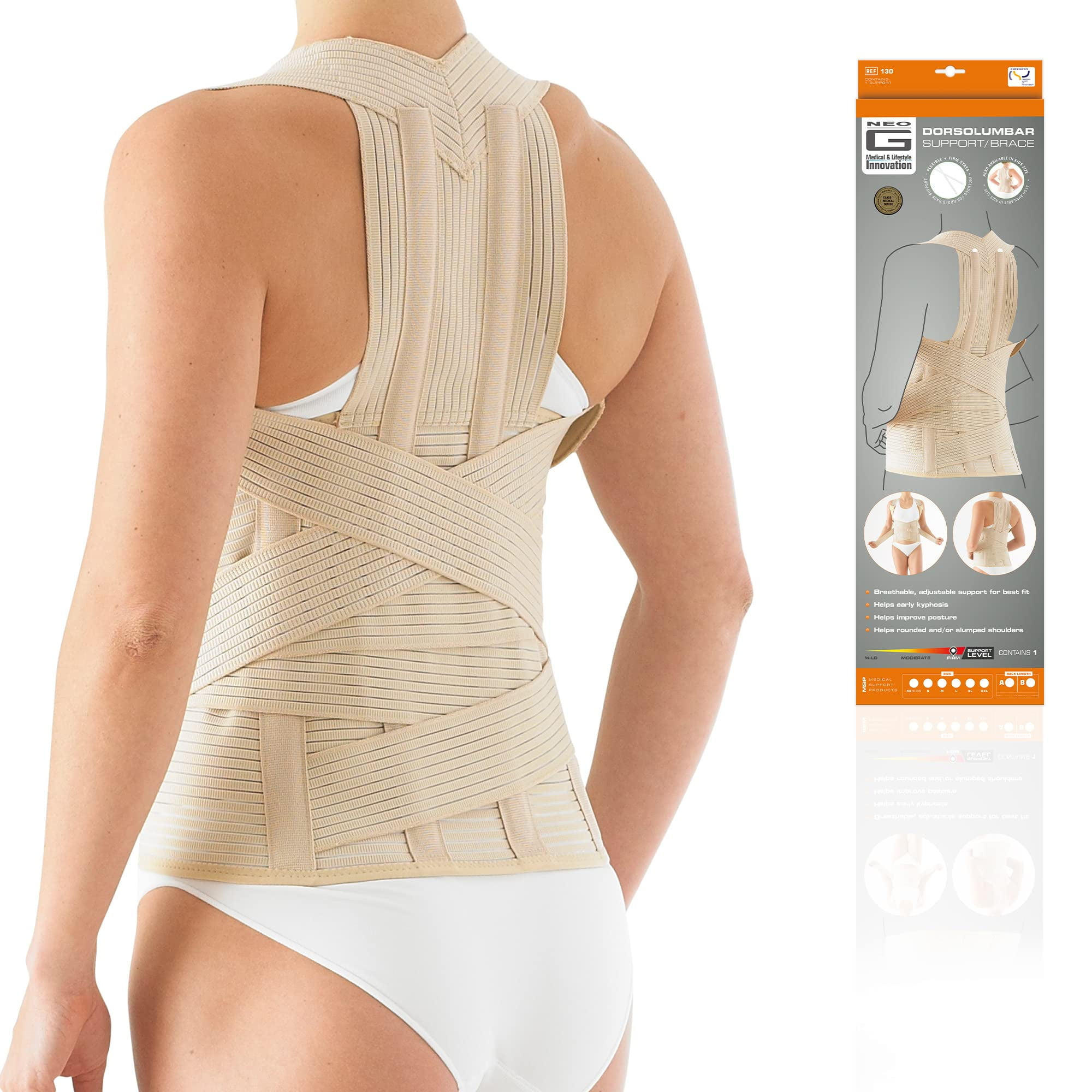 Neo G Dorsolumbar Support Brace Back Support For Early Kyphosis Rounded Shoulders Posture Correction Muscular Aches Lumbar Support Fully Adjus