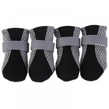 Dog Shoes Anti-Slip Dog Boots  Lightweight Breathable Pet Booties Paw Protector with Adjustable Reflective Sticker Strips Pet Walking Shoes