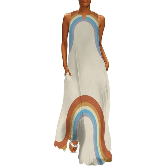 70s Retro Style Stripes Long Dress womans clothing summer dress Wom's summer skirt Dress