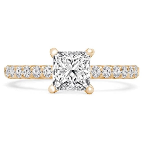 Majesty Diamonds MD210304-6 1.33 CTW Princess Diamond Solitaire Engagement Ring with Accents in 14K Yellow Gold - Size 6
