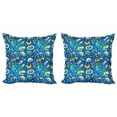 thumbnail image 1 of Ambesonne Space Throw Pillow Cover 2 Pack, Alien and Human Astronaut, 16", Blue Grey Yellow, 1 of 2