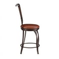 thumbnail image 3 of Linon Big & Tall 24" Indoor High Back Copper Stamped Round Metal Counter Stool, Bronze/Warm Rust Faux Leather, 3 of 11