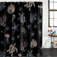 thumbnail image 3 of Black Coastal Waterproof Fabric Shower Curtain,Nautical Summer Beach Sea Turtle Starfish Waterproof Fabric Shower Curtain for Bathroom Curtains Bathtubs Shower Curtains with 12 Hooks Standard 60x72, 3 of 8