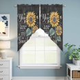 thumbnail image 6 of Swag Valance Curtains for Windows, Sunflower Farmhouse Light Filtering Kitchen Curtains with Rod Pocket, Summer Botanical Floral Black Window Treatment Valances for Living Room, 36x36 - 2 PCS, 6 of 9