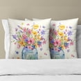 thumbnail image 3 of Spring Flowers Throw Pillow Cover 16x16 Inch Pack of 2 Watercolor Floral and Butterfly Cushion Pillow Case Square Cotton Flower and Leaves Pillowcase for Spring Party Bed Sofa Home Car Bedroom Outdoor, 3 of 6