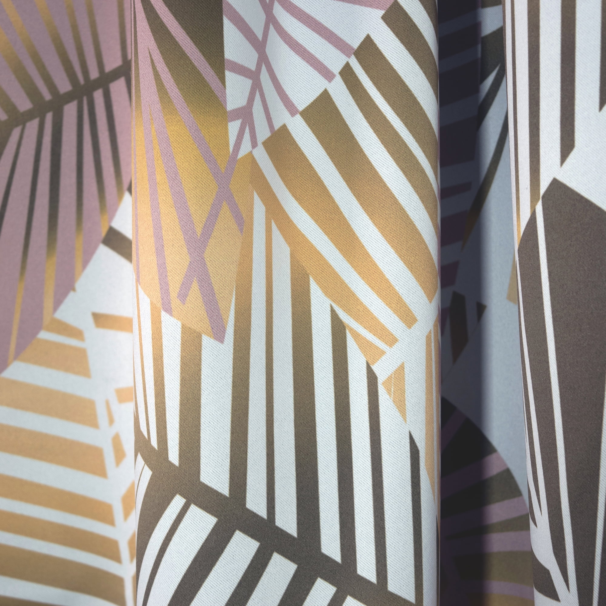 Designart 'Palm Golden Leaves II' Mid-Century Modern Curtain Panel
