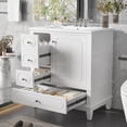 thumbnail image 3 of 30" Bathroom Vanity with Sink, Freestanding Vanity Cabinet with Door & 3 Drawers, Solid Wood Bathroom Cabinet, Space-Saving Design, for Bathroom, White, 3 of 9