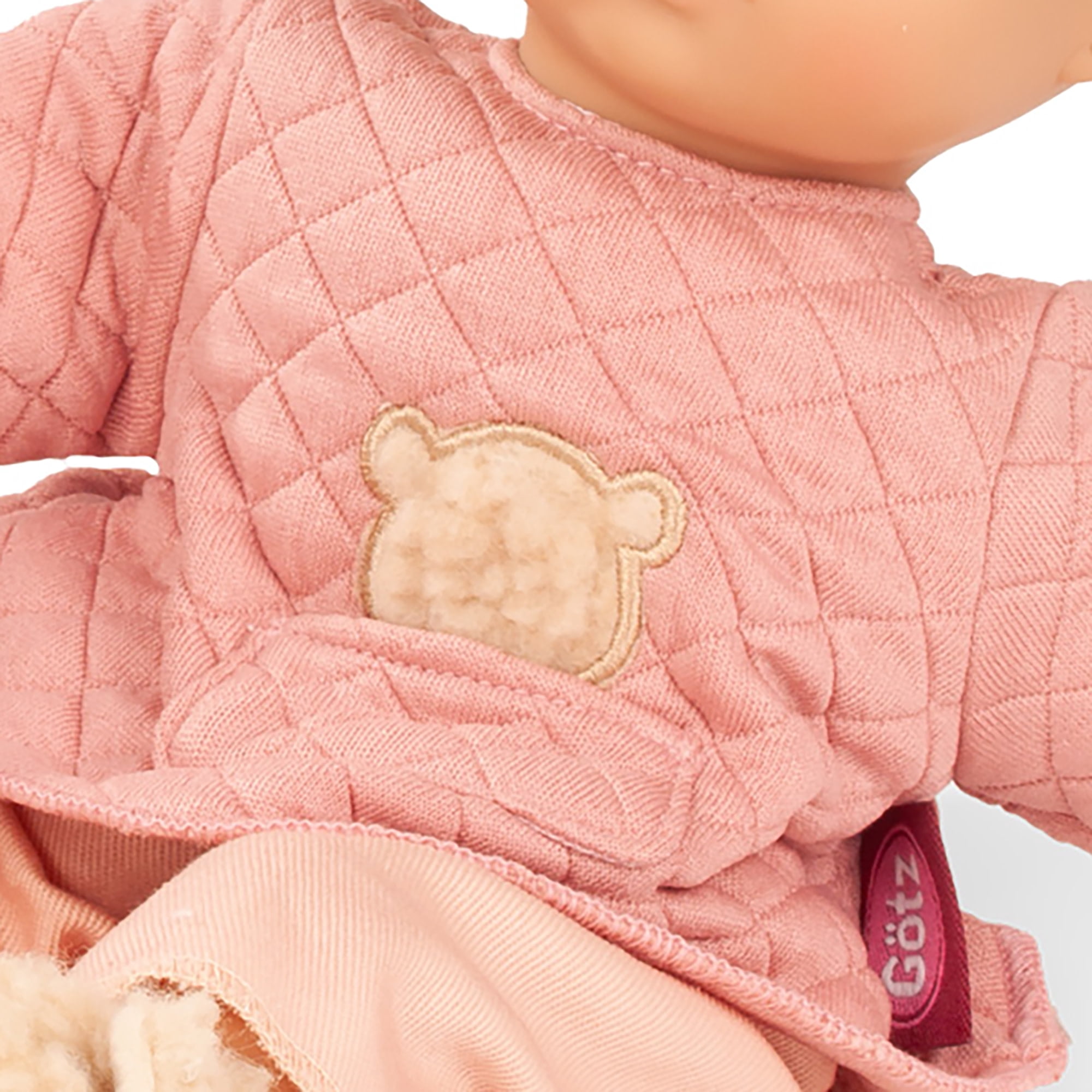 Gotz: Muffin: Bear - 13" Doll, Peachy Pink & Beige Quilted Tunic, Sherpa Earmuffs-Slippers, Brown Hair, Sleepy Eyes-Soft Body, Collectible Toy Kids 3+