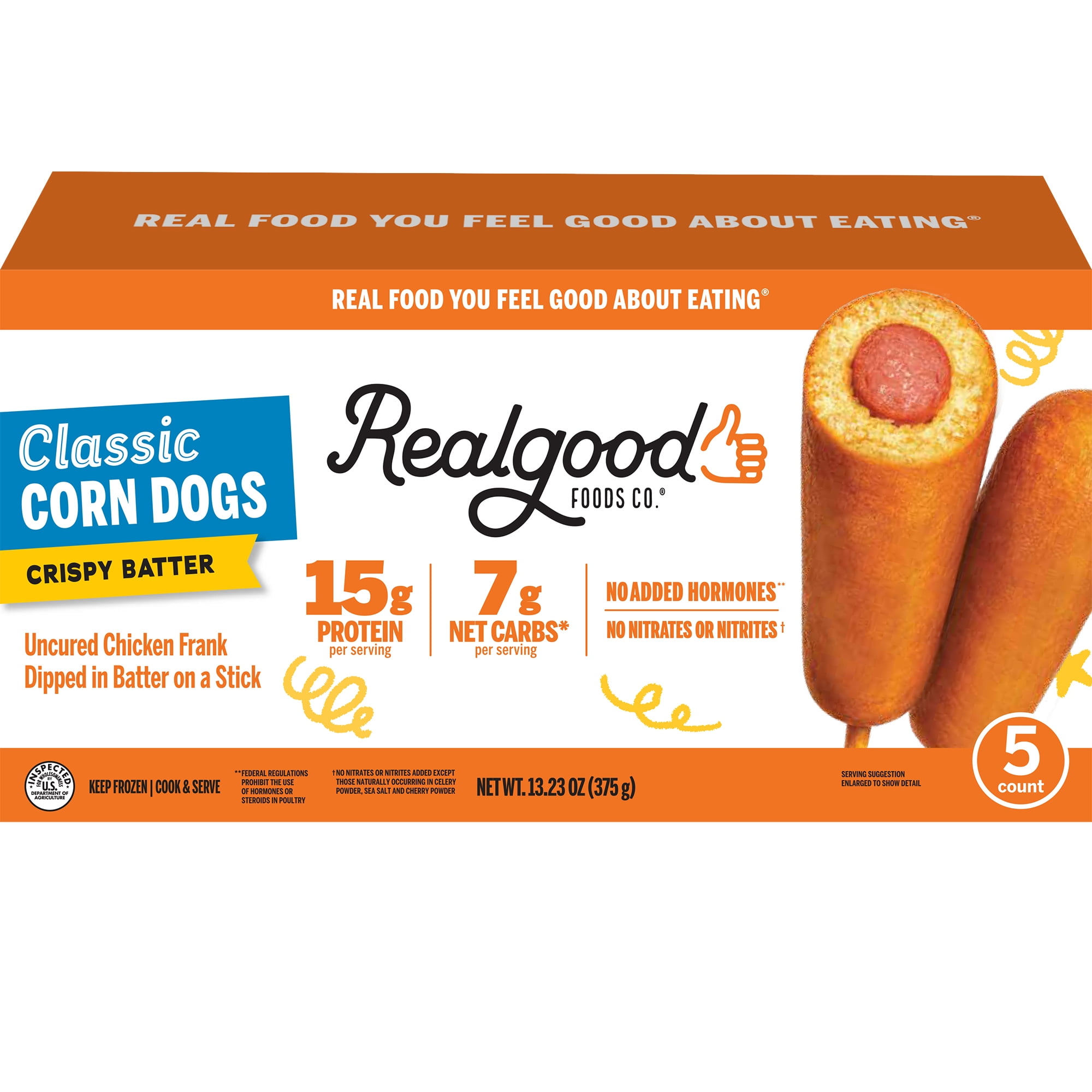 Realgood Foods Co. Classic Chicken Corn Dogs, 5 Ct (Frozen)