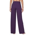 thumbnail image 5 of Htigea Clearance Womens Wide Leg Yoga Pants Casual Work Dress Pants Lounge Sweatpants High Waist Comfy Loose Trousers with Pockets Purple,M, 5 of 6