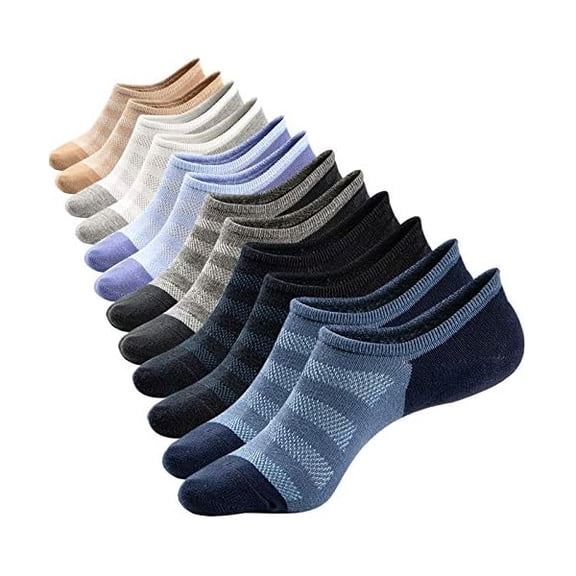 Eryueer No Show Sock Low Cut Ankle Short Socks for Men Basic Casual Anti-skid Cotton Socks with Non Slip Grips