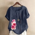 thumbnail image 3 of Camisetas de Manga Corta para las Mujeres Impreso Botón de Manga Corta Camiseta Blusa Poliéster, Ropa Casual Mirar Superior para las Mujeres, 3 of 4
