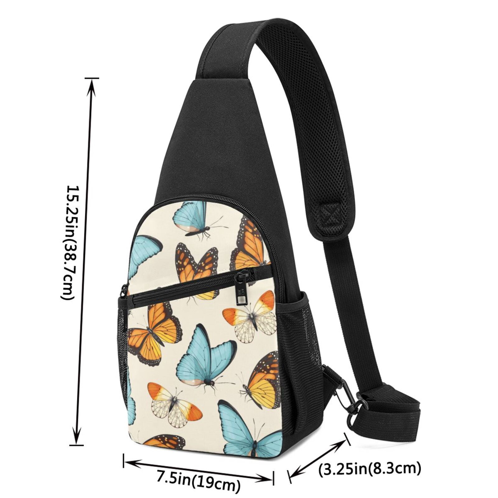 Xecao's Butterflies Print Sling Bag: A Versatile Chest, Shoulder, and Crossbody Backpack for Casual Days Out, Perfect for Both Men and Women