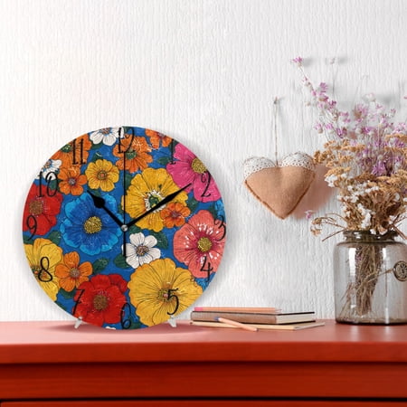 10 Quartz Indoor Wall Clock Silent Mechanism / Colorful Dahlia Flowers