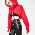 thumbnail image 1 of ITFABS Sweat à Capuche Gothique Punk pour Femmes Manches Longues Court avec Chaînes, 1 of 4