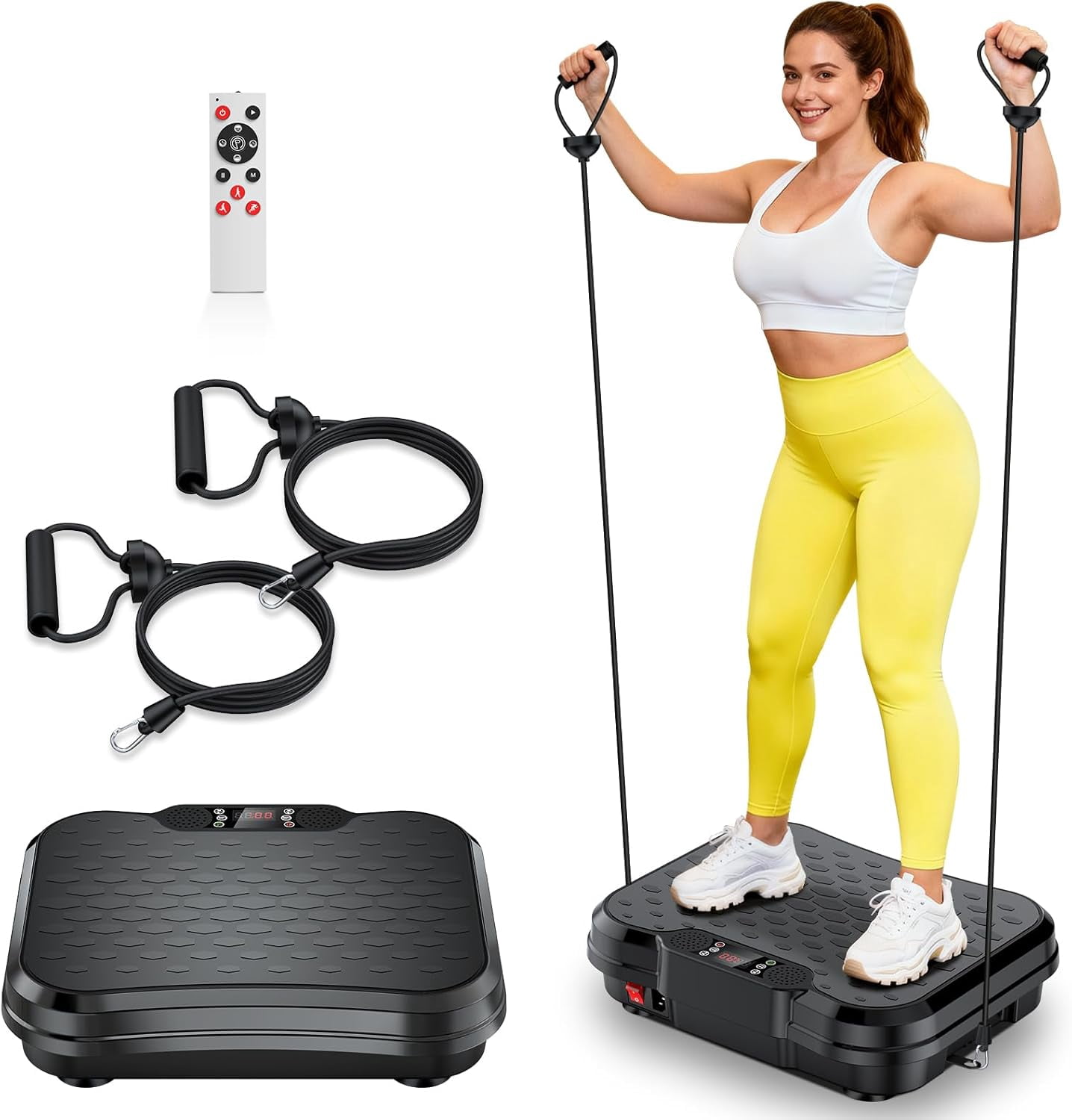 Best Choice Products Fit Workout Vibrating Equipment - Full Body Fitness  Platform with Resistance Bands - Black