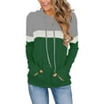 thumbnail image 2 of Womens Long Sleeve Hoodie Sweatshirt Contrast Hooded Drawstring Color Block Top, 2 of 4