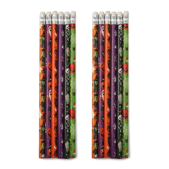 Jesscasday 6/12Pcs/Pack Halloween Themed Stationery Pencil with Erasers Halloween Stationery Set Halloween Party Gift Bag Fillers
