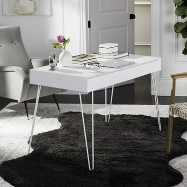 SAFAVIEH Cade Mid-Century Retro Two Drawer Desk, White