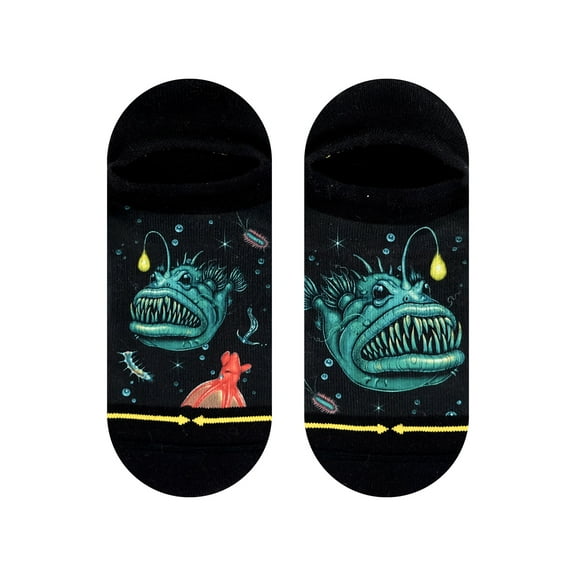 Angler Fish No Show Socks With Art From Umijoo
